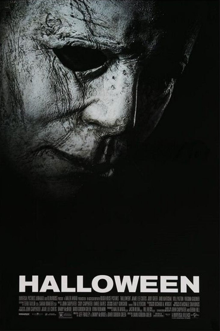 A poster for the 2018 slasher movie, Halloween