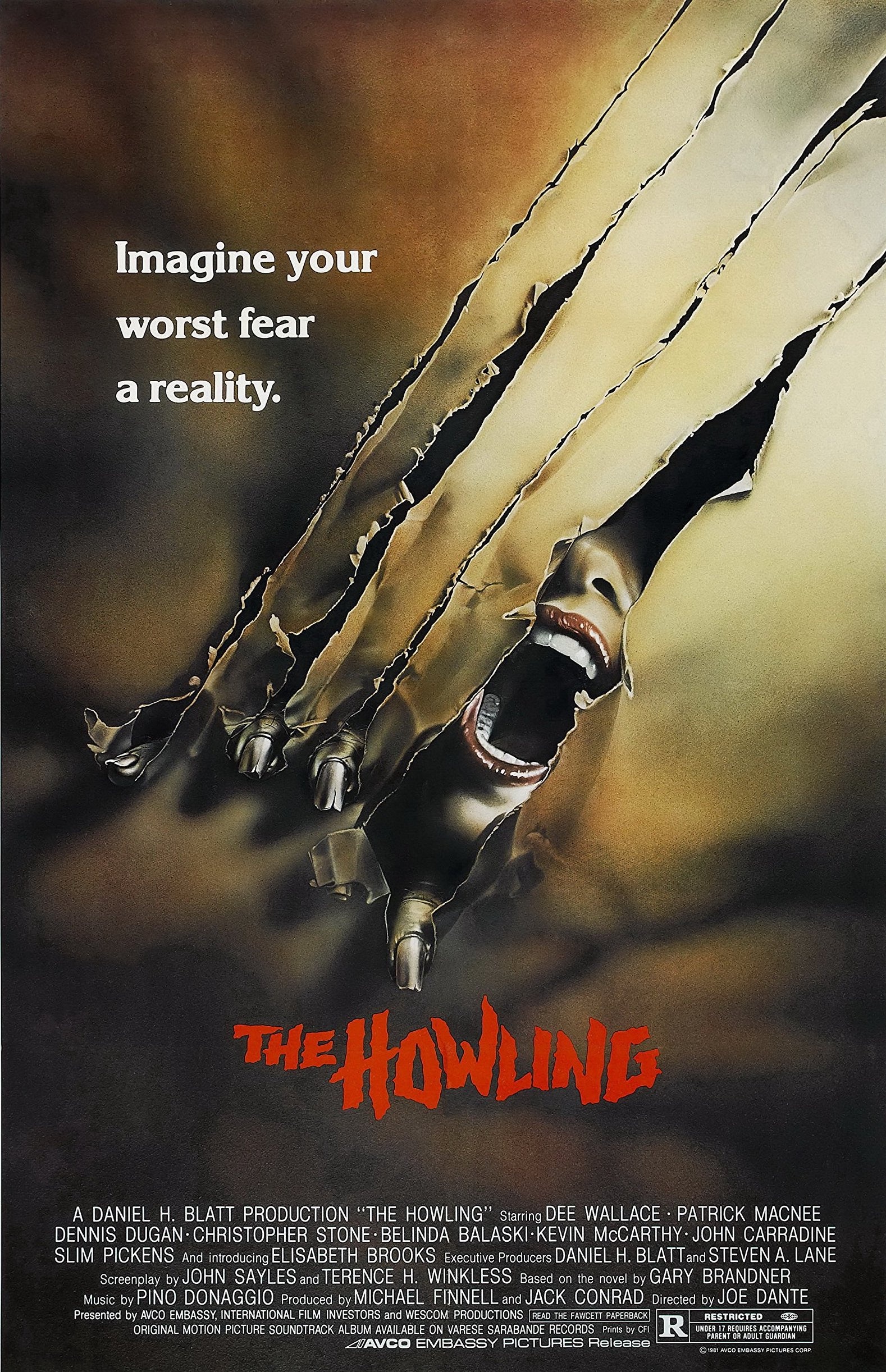 A poster for the 1981 werewolf movie, The Howling