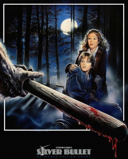 A poster for the 1985 werewolf movie, Silver Bullet