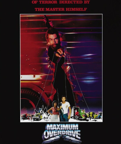 A poster for the 1986 killer trucks movie, Maximum Overdrive
