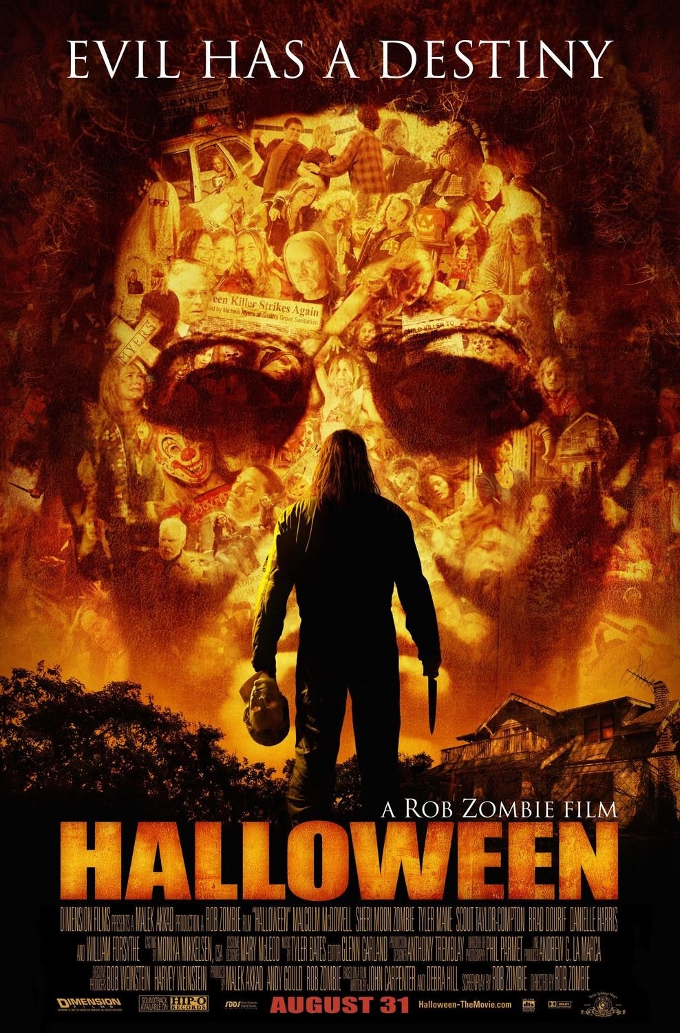 A poster for the 2007 slasher movie remake, Halloween