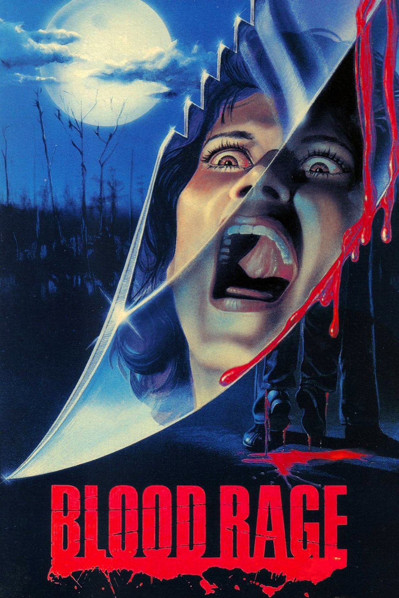 A poster for the 1987 Thanksgiving slasher movie, Blood Rage