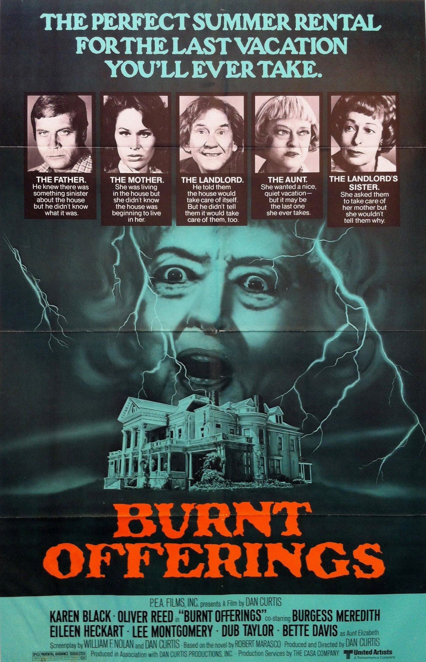 A poster for the 1976 gothic horror, Burnt Offerings