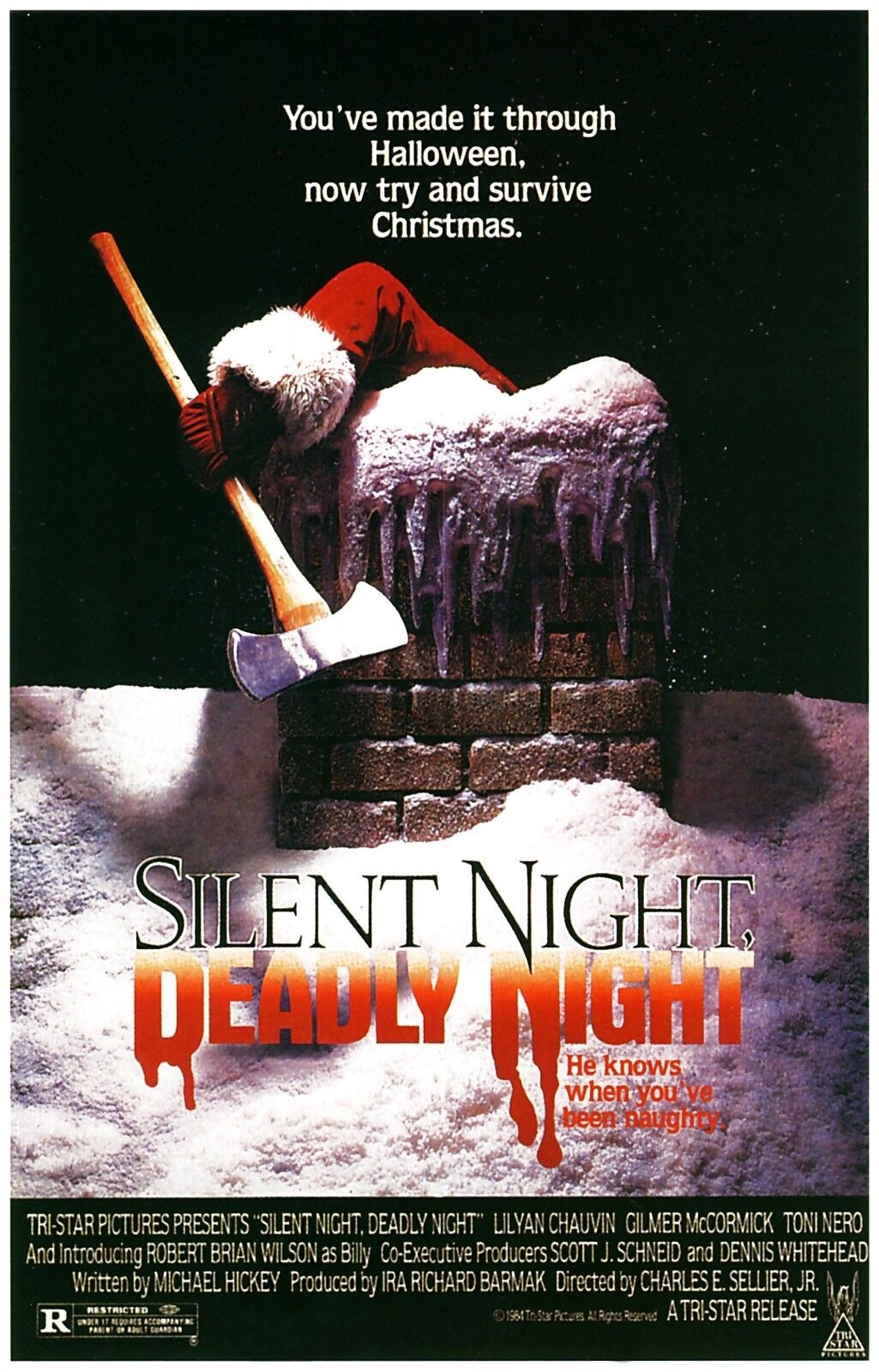 A poster for the 1984 christmas slasher movie, Silent Night, Deadly Night