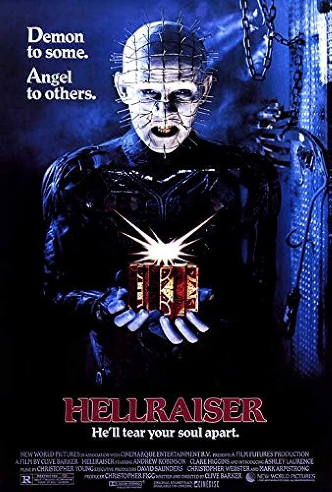 A poster for the 1987 horror movie, Hellraiser