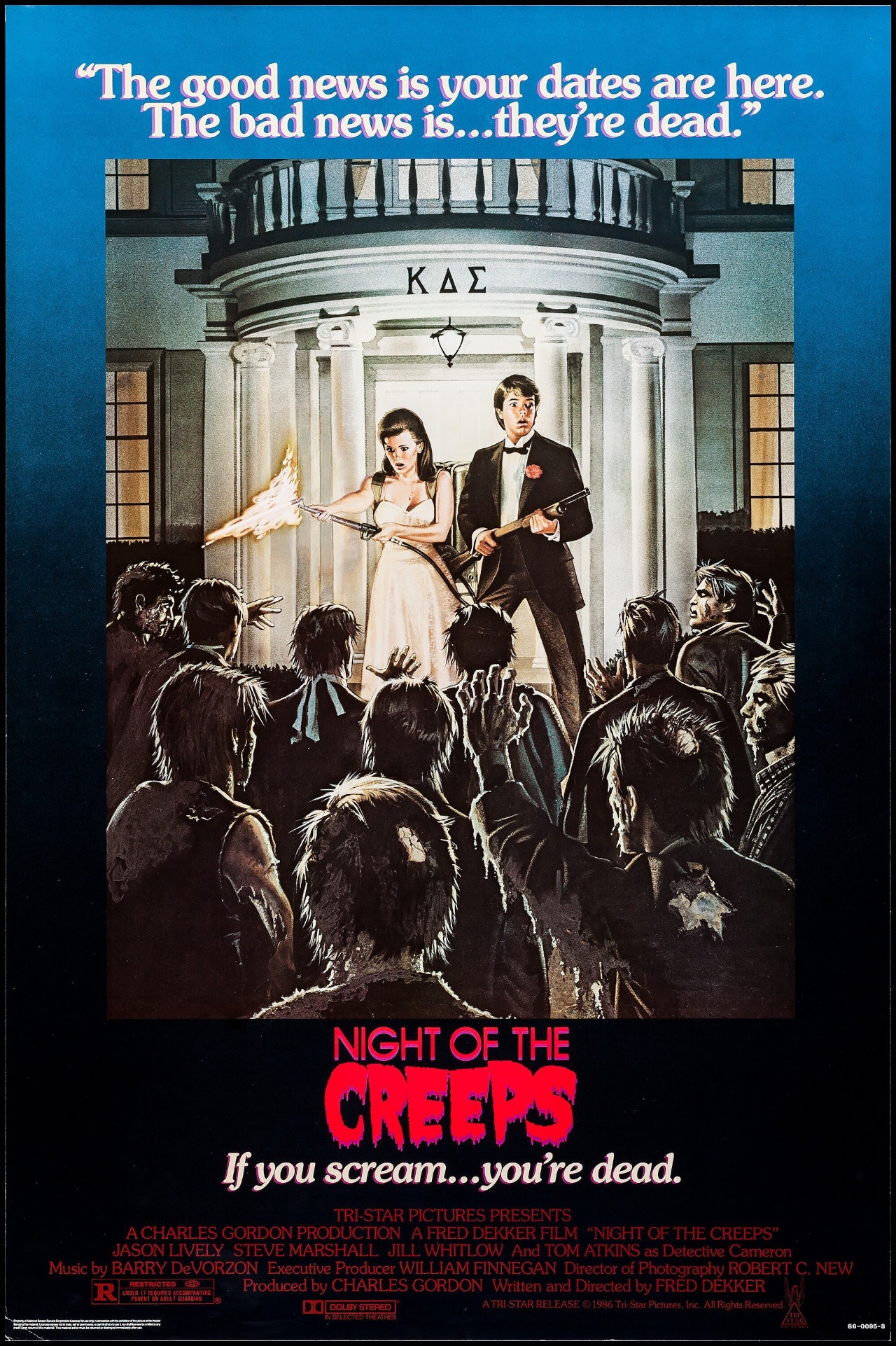 A poster for the 1986 zombie movie, Night of the Creeps