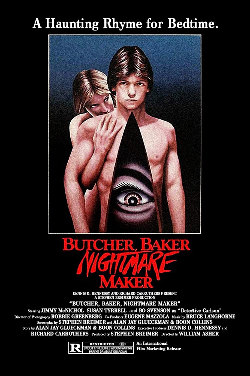 A poster for the 1982 horror movie, Butcher, Baker, Nightmare Maker