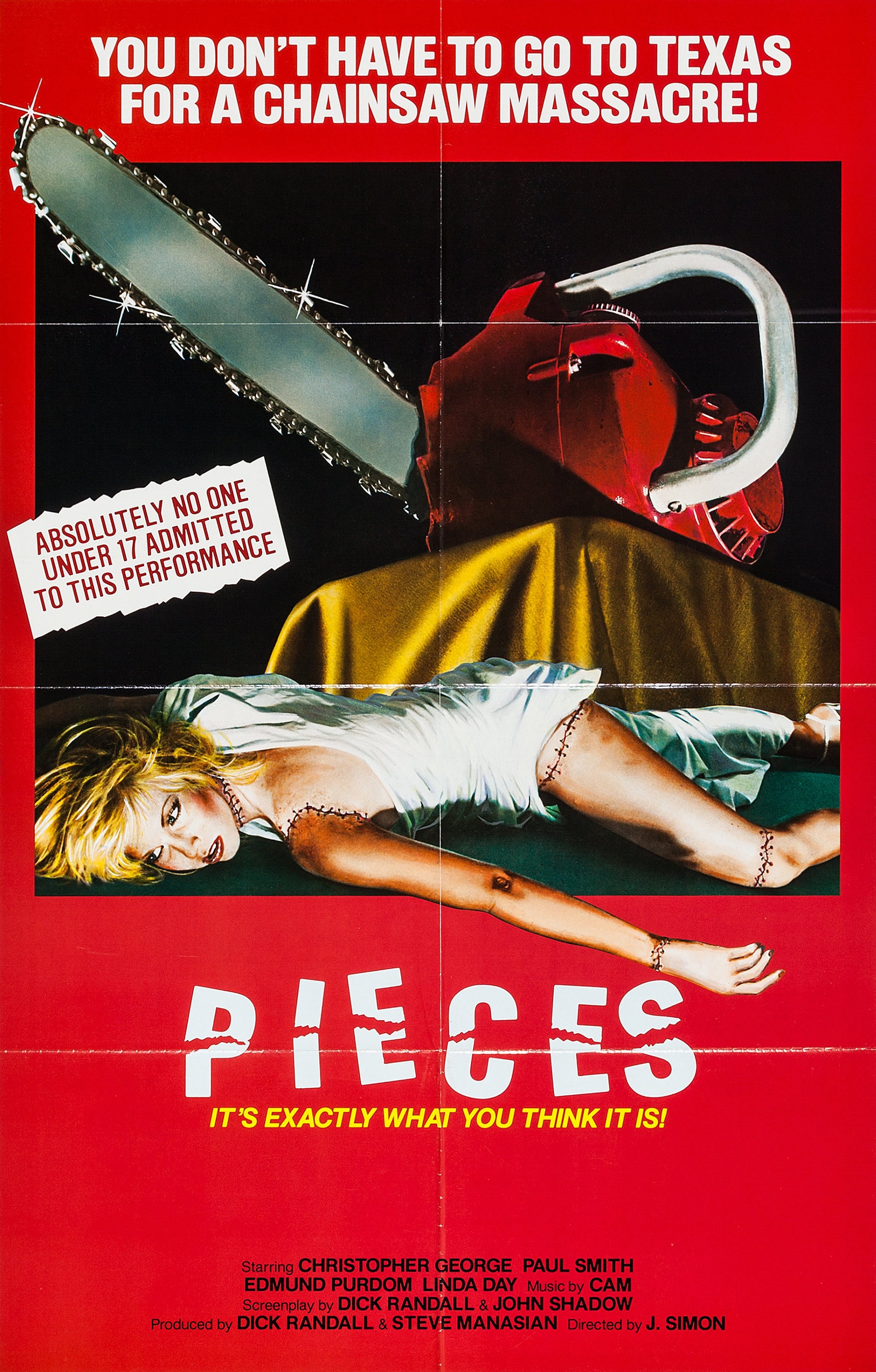 A poster for the 1982 slasher movie, Pieces